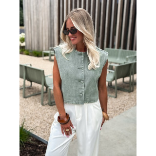 Gilet en jeans Estela - Kaki foncé
