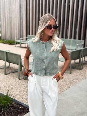 Gilet en jeans Estela - Kaki foncé