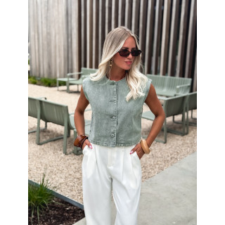 Gilet en jeans Estela - Kaki foncé