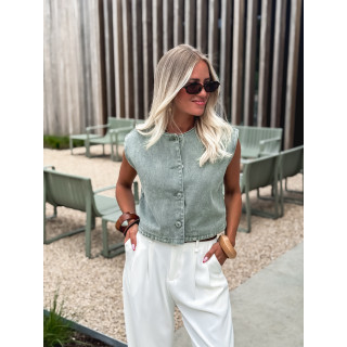 Gilet en jeans Estela - Kaki foncé