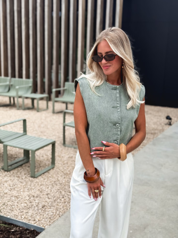 Gilet en jeans Estela - Kaki foncé