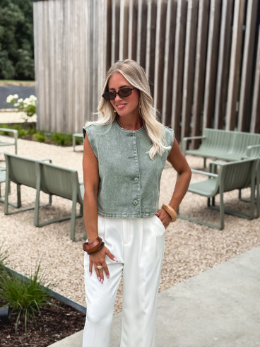 Gilet en jeans Estela - Kaki foncé