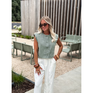Gilet en jeans Estela - Kaki foncé
