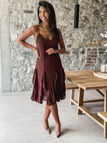 Robe courte Cathéna - Marron