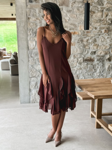 Robe courte Cathéna - Marron
