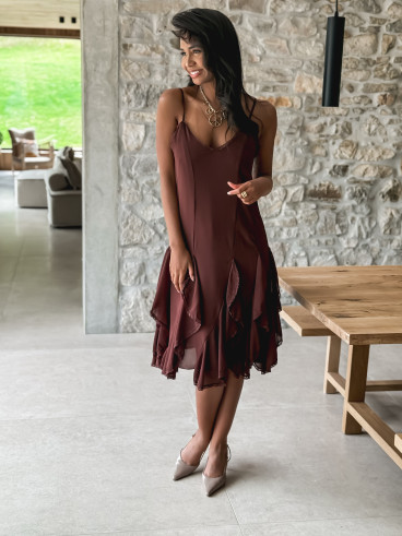 Robe courte Cathéna - Marron