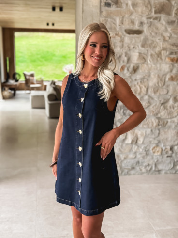 Robe courte en jeans Sisley - Bleu foncé