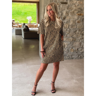 Robe à motifs léopard Launa - Beige/Noir