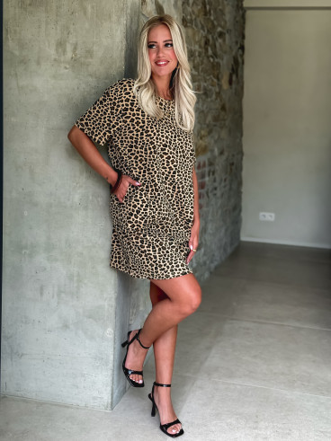 Robe à motifs léopard Launa - Beige/Noir