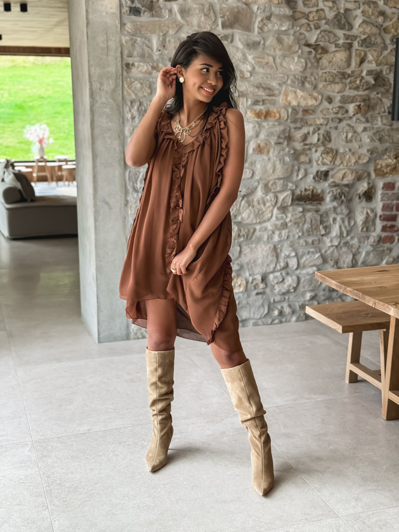 Robe courte Joëlyne - Chocolat