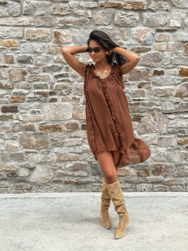 Robe courte Joëlyne - Chocolat
