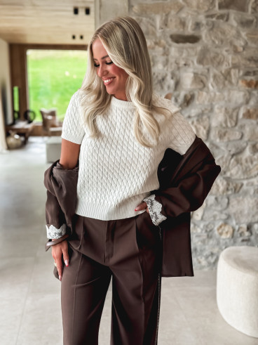 Pull manches courtes Loreana - Blanc
