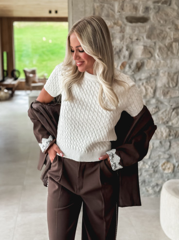 Pull manches courtes Loreana - Blanc