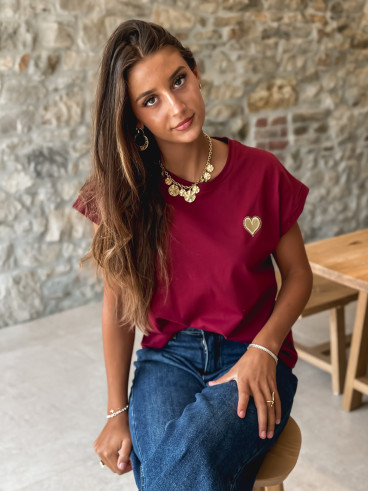 T-shirt Georgia - Bordeaux/Doré