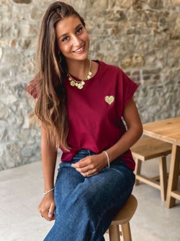 T-shirt Georgia - Bordeaux/Doré