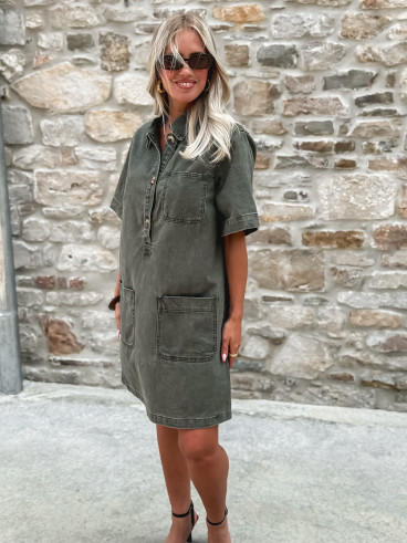 Robe courte en jeans Lenaya - Kaki