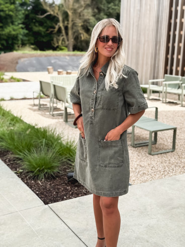 Robe courte en jeans Lenaya - Kaki