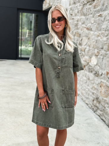 Robe courte en jeans Lenaya - Kaki