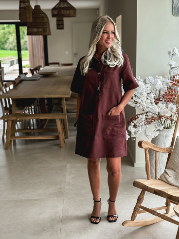 Robe courte en jeans Lenaya - Bordeaux