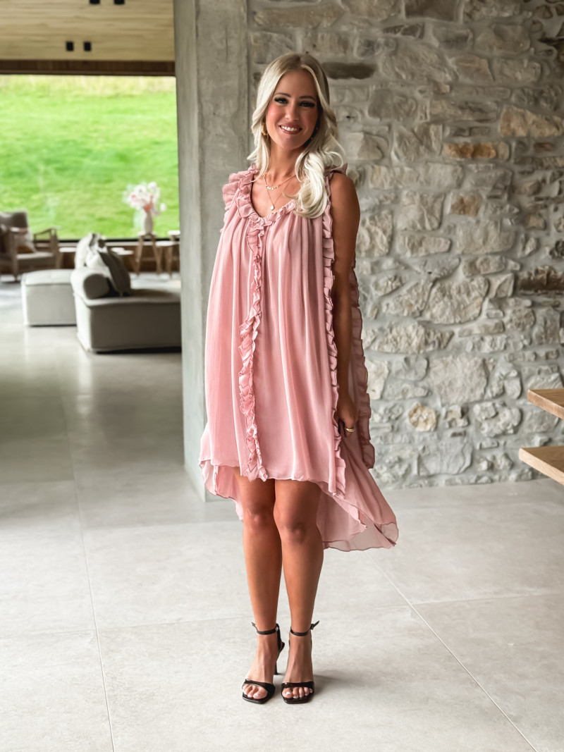 Robe courte Joëlyne - Vieux rose
