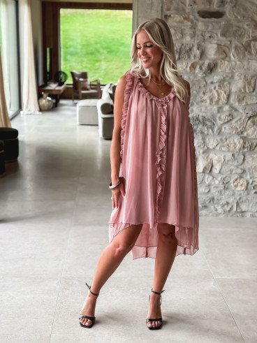 Robe courte Joëlyne - Vieux rose