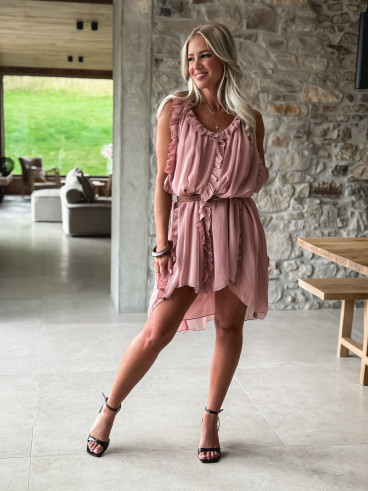 Robe courte Joëlyne - Vieux rose