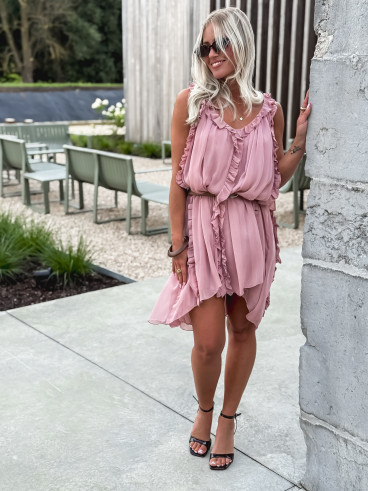 Robe courte Joëlyne - Vieux rose
