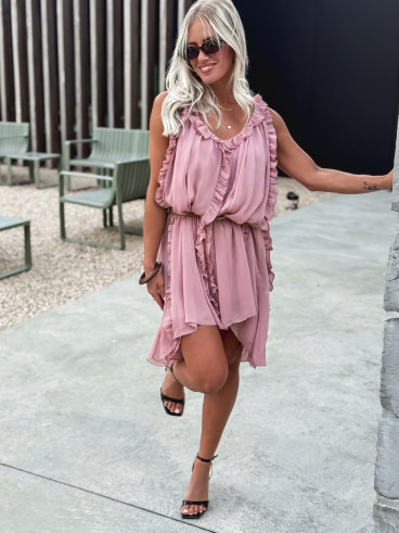 Robe courte Joëlyne - Vieux rose