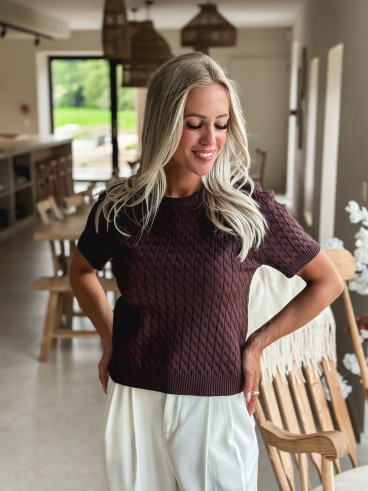 Pull manches courtes Loreana - Chocolat