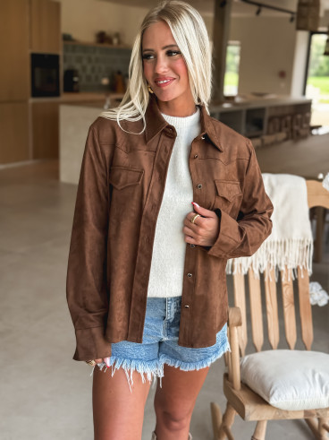 Chemise en daim Liaona - Chocolat