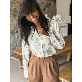 Chemise à motifs Thessa - Blanc/Doré