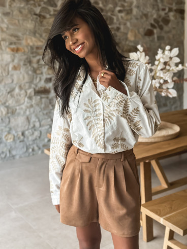 Chemise à motifs Thessa - Blanc/Doré