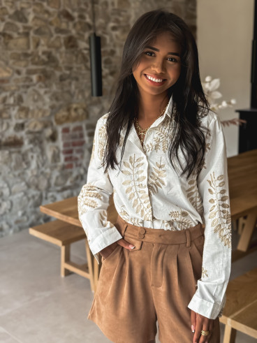 Chemise à motifs Thessa - Blanc/Doré