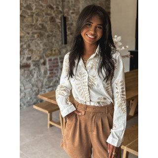 Chemise à motifs Thessa - Blanc/Doré