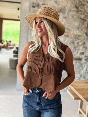 Gilet en daim Loria - Chocolat
