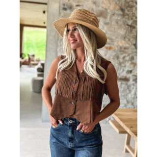 Gilet en daim Loria - Chocolat
