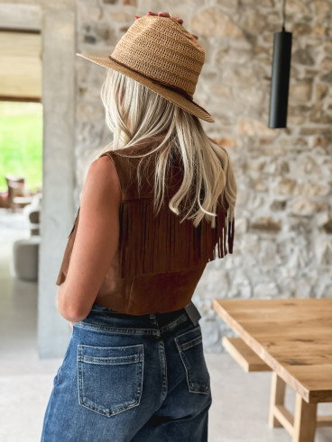 Gilet en daim Loria - Chocolat