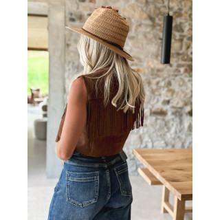 Gilet en daim Loria - Chocolat
