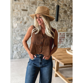 Gilet en daim Loria - Chocolat