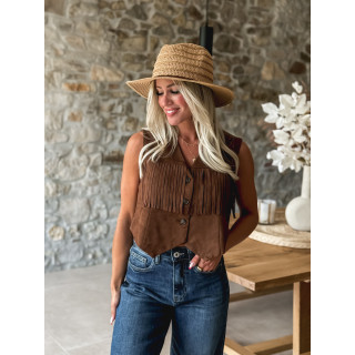 Gilet en daim Loria - Chocolat