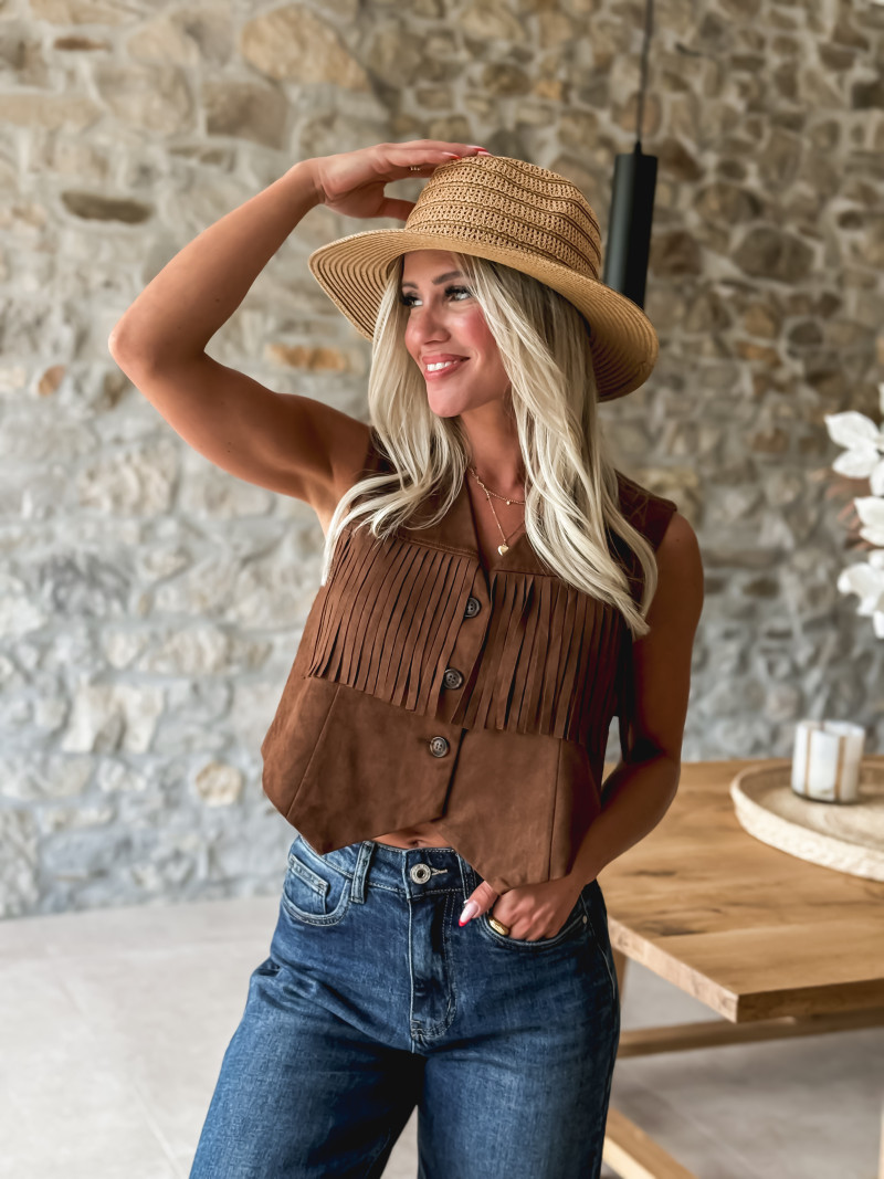 Gilet en daim Loria - Chocolat