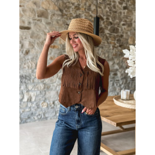 Gilet en daim Loria - Chocolat