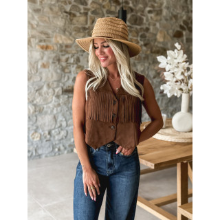 Gilet en daim Loria - Chocolat