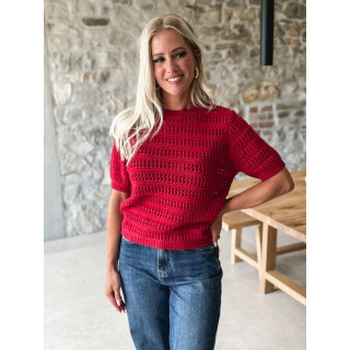 Pull manches courtes Regina - Carmin