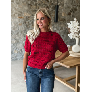 Pull manches courtes Regina - Carmin