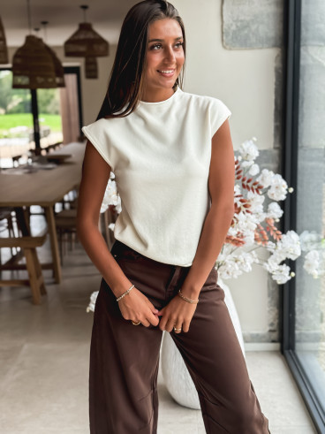 Pull sans manches Léoline - Ecru