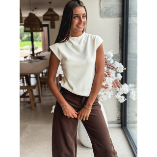Pull sans manches Léoline - Ecru
