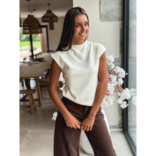 Pull sans manches Léoline - Ecru