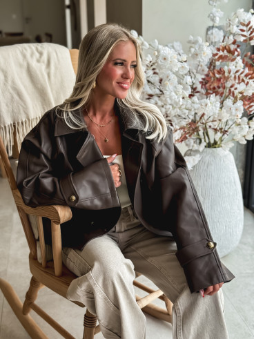 Trench court en simili cuir Nathanella - Marron