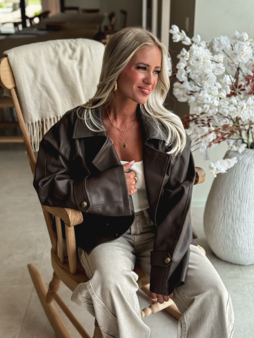 Trench court en simili cuir Nathanella - Marron